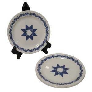 Set of 4 Corelle Corning Salad Plates Blue Star‎ Pattern Retired USA 7.25"